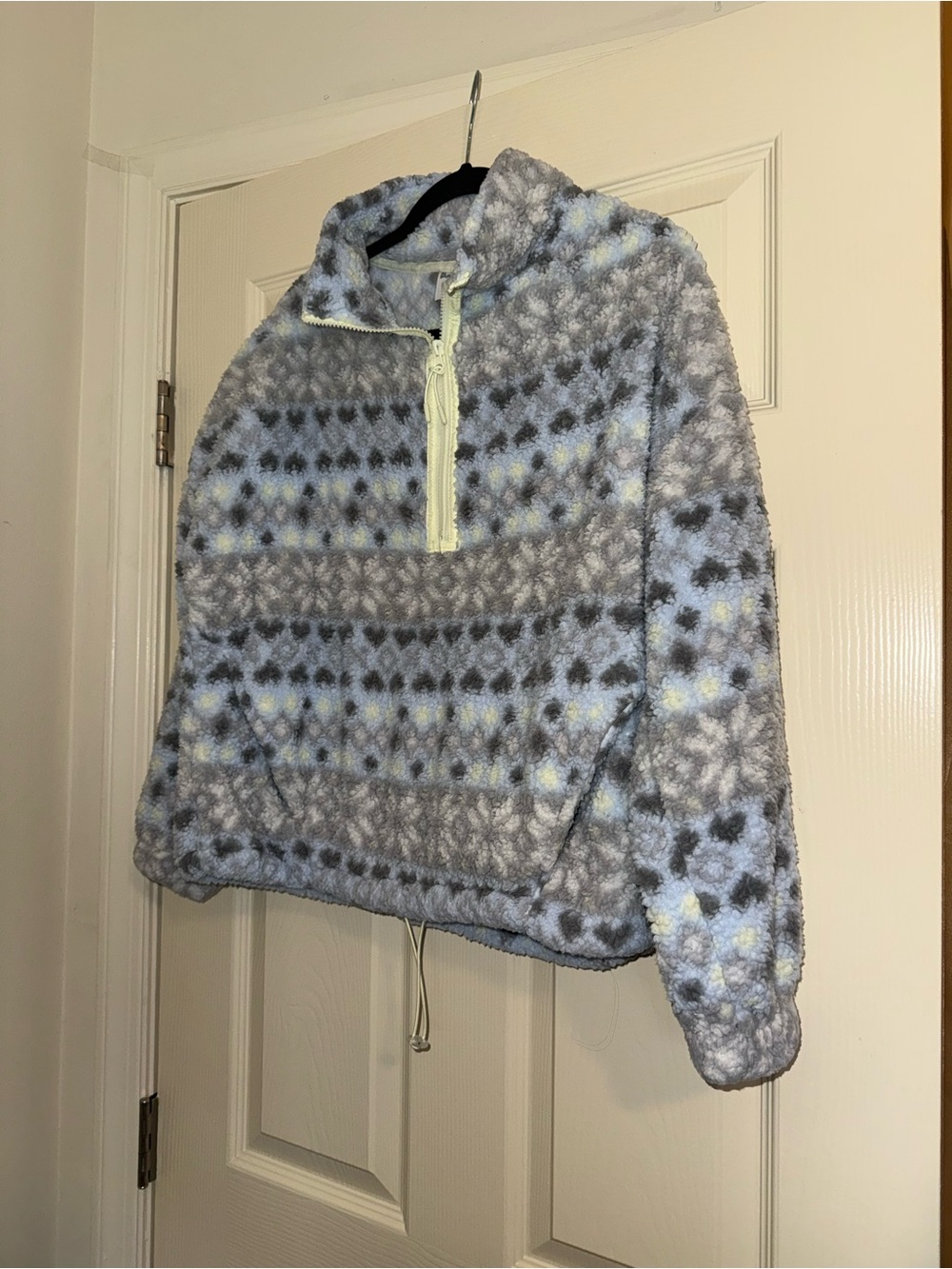 No Boundaries Blue and Gray Sherpa Half-Zip Pullover